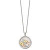 Lex & Lu Chisel Stainless Steel Rose & Yellow Charms w/Crystal Necklace LAL151807 - 2 - Lex & Lu