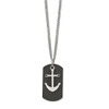 Lex & Lu Chisel Stainless Steel Black Plated Laser-cut Anchor 22'' Necklace - Lex & Lu