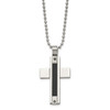 Lex & Lu Chisel Stainless Steel Black Diamonds Cross Pendant Necklace - 3 - Lex & Lu