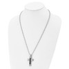 Lex & Lu Chisel Stainless Steel Black Diamonds Cross Pendant Necklace - 4 - Lex & Lu
