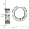 Lex & Lu Chisel Titanium Polished w/CZ 5.00mm Hinged Hoop Earrings - 4 - Lex & Lu