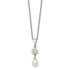 Lex & Lu Chisel Titanium Polished w/CZ & FWC Pearl Necklace LAL151851 - 2 - Lex & Lu