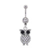 Lex & Lu Steel CZ Gem Belly Button Ring Navel Piercing Owl-2-Lex & Lu