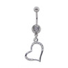 Lex & Lu Steel CZ Gem Belly Button Ring Navel Piercing Heart Dangle-2-Lex & Lu