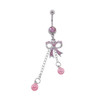 Lex & Lu Steel CZ Gem Belly Button Ring Navel Piercing Pink Bow-Lex & Lu