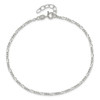 Lex & Lu Sterling Silver D/C & Polished Figaro Anklet 9'' LALQG2759-9 - 5 - Lex & Lu