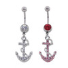 Lex & Lu Steel CZ Gem Belly Button Ring Navel Piercing CZ Anchor-Lex & Lu