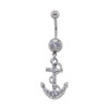 Lex & Lu Steel CZ Gem Belly Button Ring Navel Piercing CZ Anchor-2-Lex & Lu