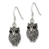 Lex & Lu Sterling Silver Marcasite & Black Agate Owl Shepherd Hook Earrings - 2 - Lex & Lu