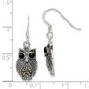 Lex & Lu Sterling Silver Marcasite & Black Agate Owl Shepherd Hook Earrings - 4 - Lex & Lu