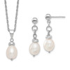 Lex & Lu Sterling Silver 7-8mm FWC Pearl Pend & Earrings Boxed Set - Lex & Lu