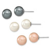 Lex & Lu Sterling Silver 10mm White, Rose & Grey Shell Pearl Boxed Earrings Set - Lex & Lu