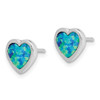 Lex & Lu Sterling Silver Synthetic Opal Polished Heart Post Earrings - 2 - Lex & Lu