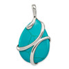 Lex & Lu Sterling Silver Polished Synthetic Turquoise Pendant LAL17821 - Lex & Lu