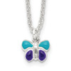 Lex & Lu Sterling Silver Enamel Butterfly 15'' Necklace - Lex & Lu