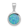 Lex & Lu Sterling Silver Synthetic Opal Polished Round Pendant - Lex & Lu
