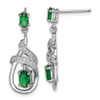 Lex & Lu Sterling Silver White & Green CZ Dangle Post Earrings - Lex & Lu