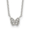 Lex & Lu Sterling Silver Polished CZ Butterfly Necklace 16'' - Lex & Lu