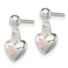 Lex & Lu Sterling Silver Pink Enamel Heart Dangle Earrings - 2 - Lex & Lu