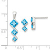 Lex & Lu Sterling Silver Polished Blue Topaz Pendant and Post Earrings Set - 4 - Lex & Lu