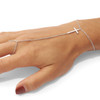 Lex & Lu Sterling Silver Polished Cross Attached Ring/Bracelet 7'' - 5 - Lex & Lu