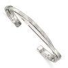 Lex & Lu Sterling Silver Polished Plain 3mm & Hammered Bands Bangle - Lex & Lu