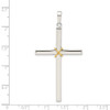 Lex & Lu Sterling Silver Polished w/Gold-plated Rope Hollow Crucifix Pendant - 3 - Lex & Lu