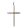 Lex & Lu Sterling Silver Polished w/Gold-plated Rope Hollow Crucifix Pendant - 4 - Lex & Lu