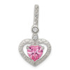 Lex & Lu Sterling Silver Polished Pink and White CZ Heart Slide Pendant - Lex & Lu