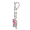 Lex & Lu Sterling Silver Polished Pink and White CZ Heart Slide Pendant - 2 - Lex & Lu