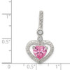 Lex & Lu Sterling Silver Polished Pink and White CZ Heart Slide Pendant - 3 - Lex & Lu