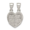 Lex & Lu Sterling Silver Polished Mini Best Friends Break Away Heart Pendant - Lex & Lu