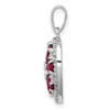 Lex & Lu Sterling Silver Polished w/CZ and Syn. Ruby Heart Pendant - 2 - Lex & Lu