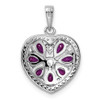 Lex & Lu Sterling Silver Polished w/CZ and Syn. Ruby Heart Pendant - 4 - Lex & Lu