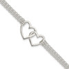 Lex & Lu Sterling Silver Polished 3-strand Heart Bracelet 7'' - Lex & Lu