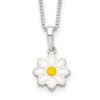 Lex & Lu Sterling Silver Enamel Flower Necklace 15'' - Lex & Lu