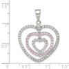 Lex & Lu Sterling Silver Polished Pink/White CZ Hearts Pendant - 3 - Lex & Lu