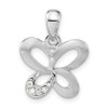 Lex & Lu Sterling Silver Satin CZ Butterfly Pendant - Lex & Lu