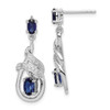 Lex & Lu Sterling Silver Synthetic Blue Sapphire & CZ Dangle Post Earrings - Lex & Lu