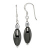 Lex & Lu Sterling Silver Crystal and Hematite Shepherd Hook Earrings - Lex & Lu