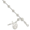 Lex & Lu Sterling Silver Polished Laser-cut Rosary Bracelet 7.75'' - Lex & Lu