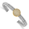 Lex & Lu Sterling Silver Gold-tone Rhodium Beaded Crystals Bangle - Lex & Lu