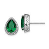 Lex & Lu Sterling Silver Simulated Emerald & CZ Post Earrings - Lex & Lu