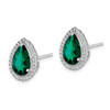 Lex & Lu Sterling Silver Simulated Emerald & CZ Post Earrings - 2 - Lex & Lu
