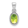 Lex & Lu Sterling Silver Polished Peridot Oval Pendant - 4 - Lex & Lu