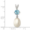 Lex & Lu Sterling Silver Blue Topaz & 8-9mm FWC Pearl Teardrop Pendant - 3 - Lex & Lu