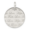 Lex & Lu Sterling Silver Polished 'Love, Hope, Faith' Engraved Pendant - Lex & Lu