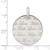 Lex & Lu Sterling Silver Polished 'Love, Hope, Faith' Engraved Pendant - 3 - Lex & Lu