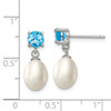 Lex & Lu Sterling Silver Blue Topaz & 7-8mm FWC Pearl Teardrop Earrings - 4 - Lex & Lu