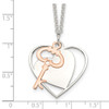 Lex & Lu Sterling Silver Two-tone Polished Moveable Heart & Key Necklace 18'' - 3 - Lex & Lu